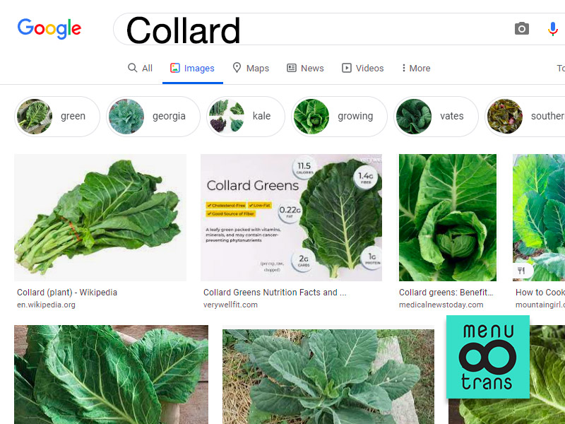 แปลเมนูผักคะน้า ว่า Collard ก็ไม่ผิด